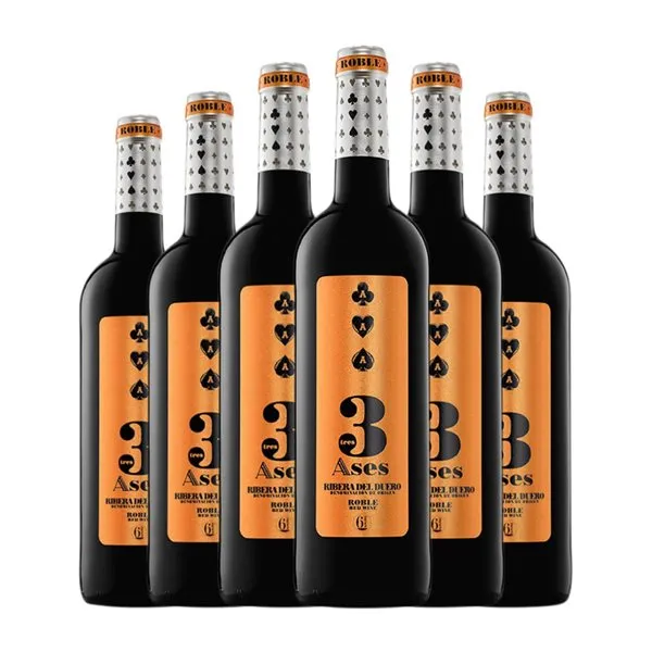 3 Ases Tempranillo Ribera del Duero Roble 75 cl Vino Tinto (Caja de 6 unidades)