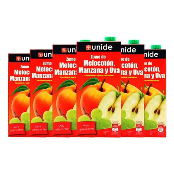 Zumo Unide 1 L Manzana, Melocotón, Uva (Caja de 6 unidades)