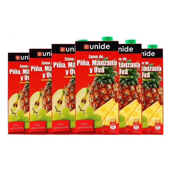 Zumo Unide 1 L Manzana, Piña, Uva (Caja de 6 unidades)