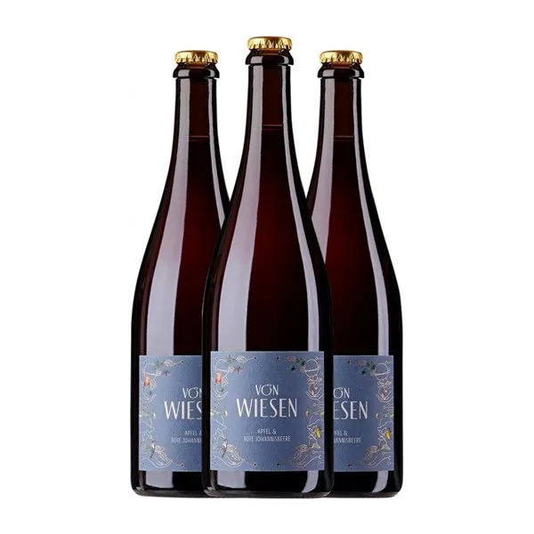 Von Wiesen Frizzante — Espumoso de Aguja, Ancestral 75 cl Johannisbeere — Grosella Negra, Apfel — Manzana Espumoso Blanco (Caja de 3 unidades)