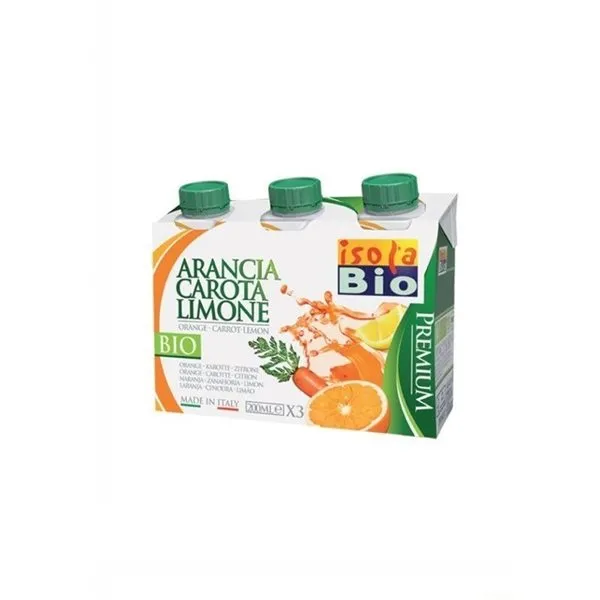 Zumo naranja zanahoria limon ISOLA BIO 3X200 ml